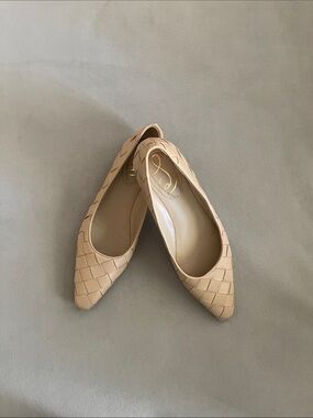 Sam Edelman Woven Pointed Toe Flats in Beige
